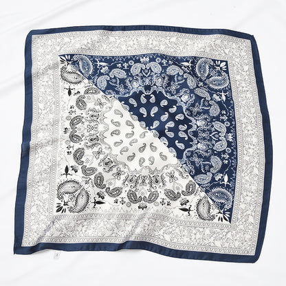 Retro Square Block Cashew Small Silk Scarf