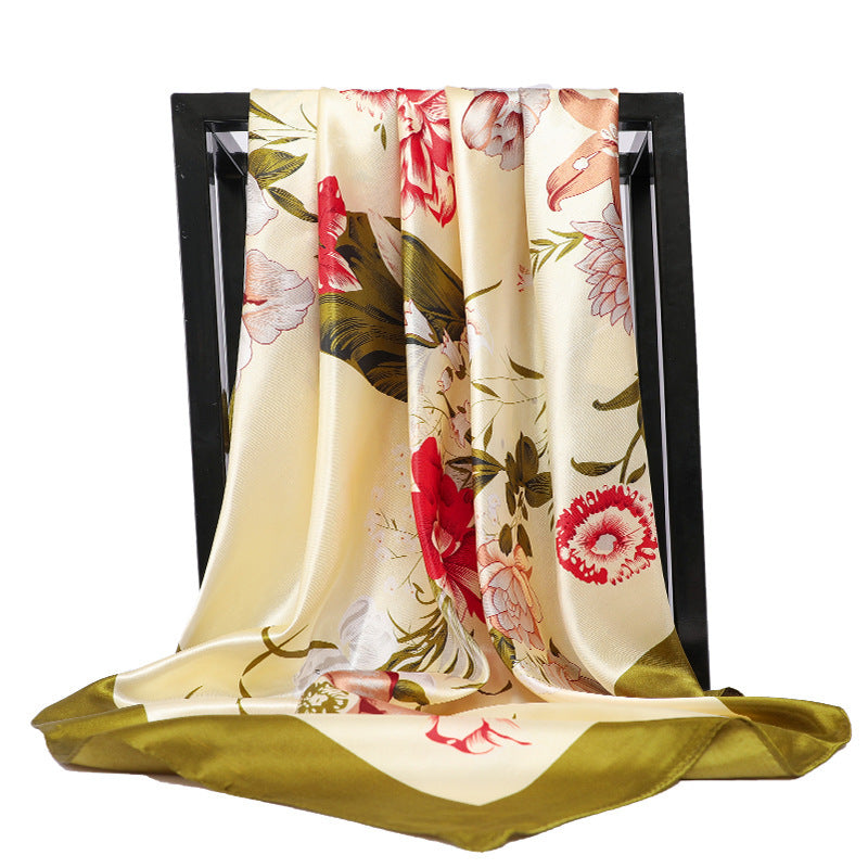 Plant Flower Imitated Silk Scarves