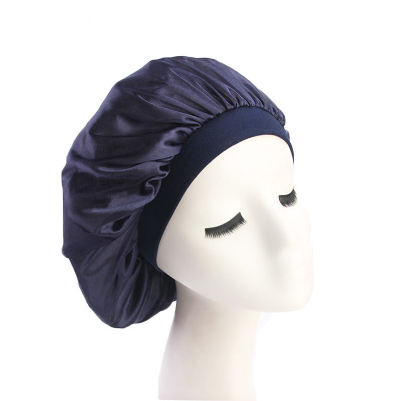 Faux Silk Dome Night Hat With Wide Brim Headband