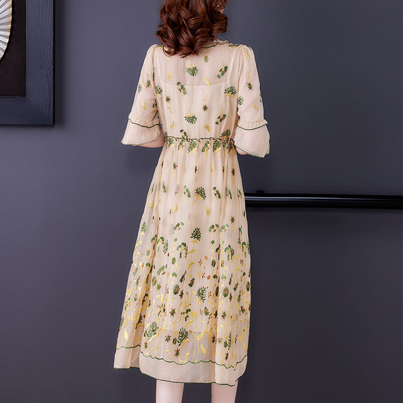 Middle-aged Mother Summer Silk Silk Dress