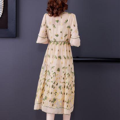 Middle-aged Mother Summer Silk Silk Dress