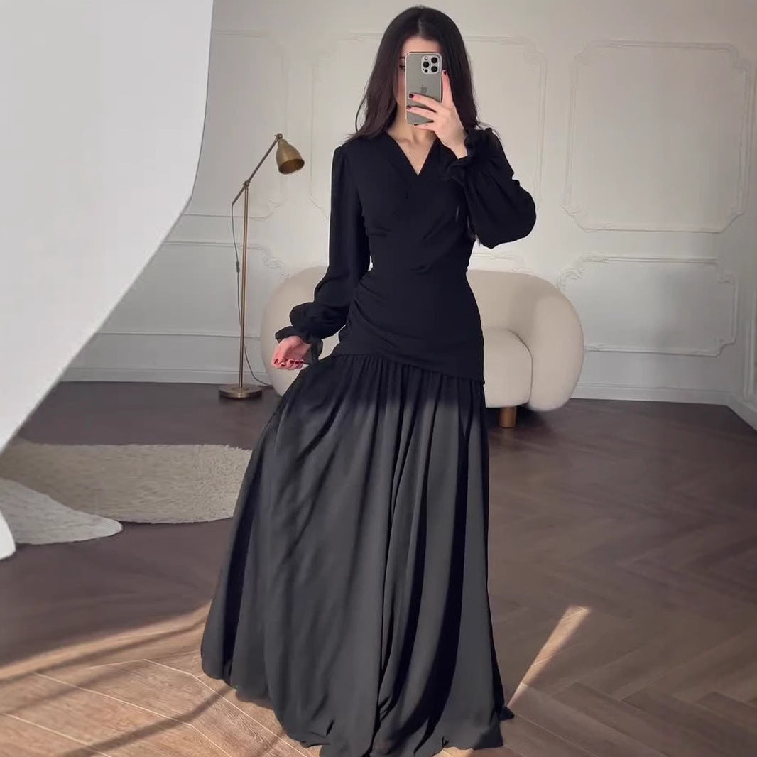 Veloura Noire Chiffon Gown