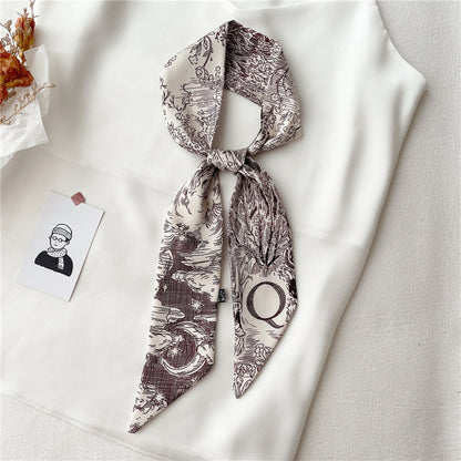 Women's Fashion Creative Letters Silk Scarf