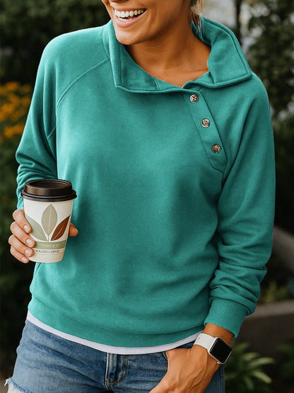AsymEase Button Collar Sweatshirt