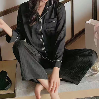 Women's Fashion Jacquard Plaid Ice Silk Home Wear Suit