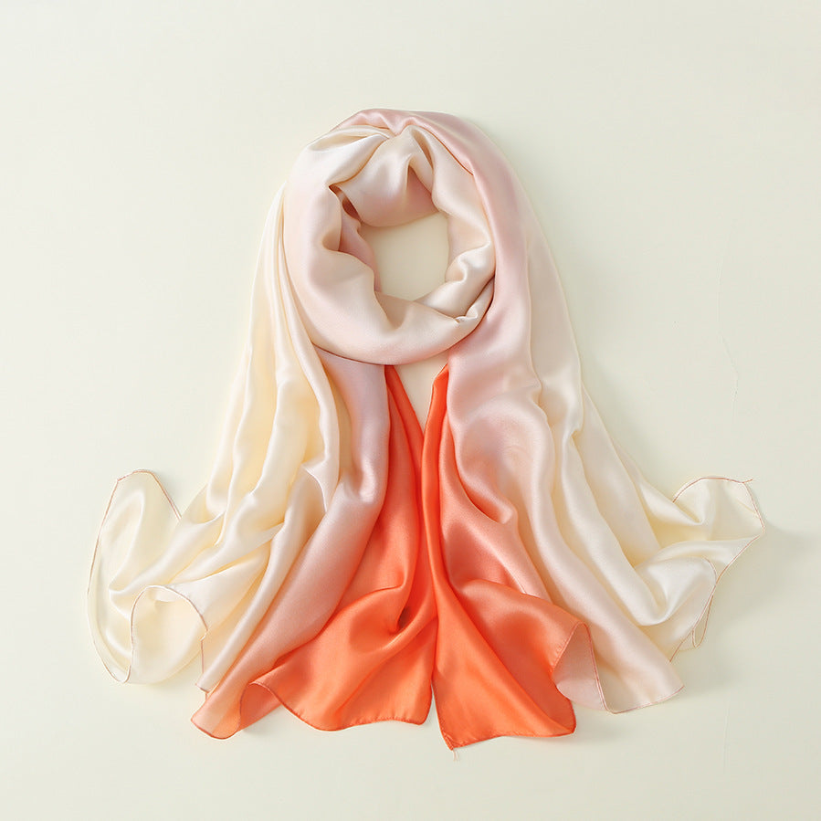 Gradient Silk Scarf Transition Color Lady
