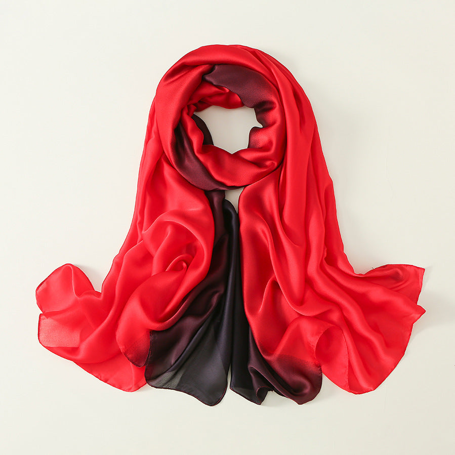 Gradient Silk Scarf Transition Color Lady