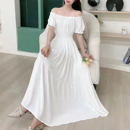 Off-neck Cotton Silk French Dress