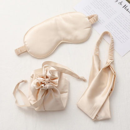 Three-piece Silk Eye Mask Headband Cloth Bag