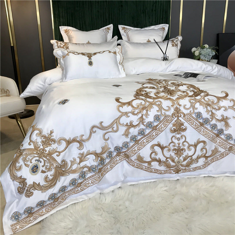 High End Embroidery And Washed Silk Net Red Bedding