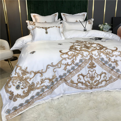 High End Embroidery And Washed Silk Net Red Bedding
