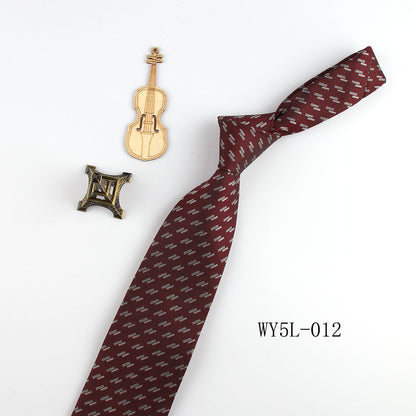 Business Clothing Tie Factory Wholesale Men's Trendy Striped Jacquard Polyester Silk Tie Work Workplace Amazon