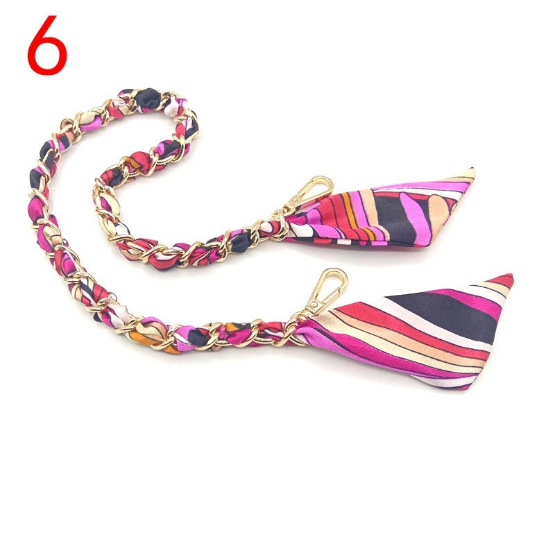 Silk Scarf Metal Chain Strap Short Shoulder