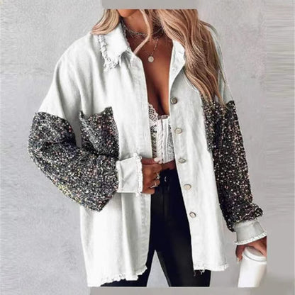 StarDust Sequin Denim Tassel Coat