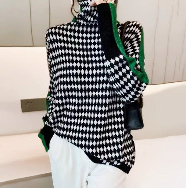 CozyLoom Plaid Jacquard Turtleneck