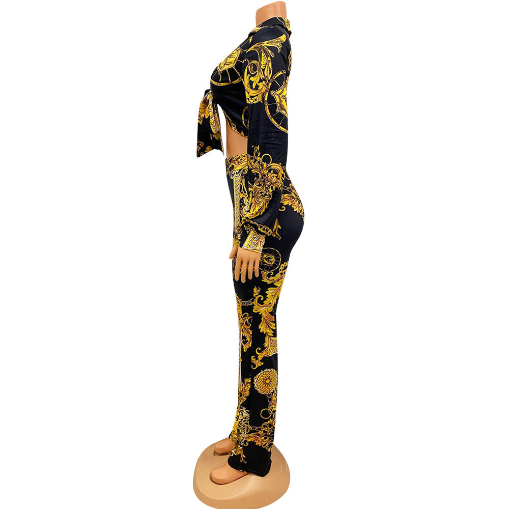 Sports And Leisure Milk Silk Printing Two-Piece Suit