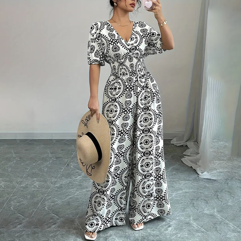 Vellára™ Smocked Elegance Jumpsuit