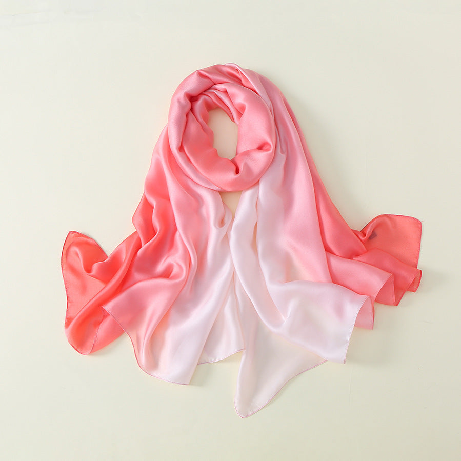 Gradient Silk Scarf Transition Color Lady