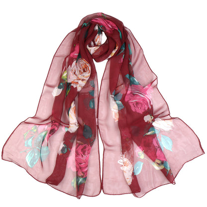 Summer Lotus  Pond Moonlight Thin Silk Scarf