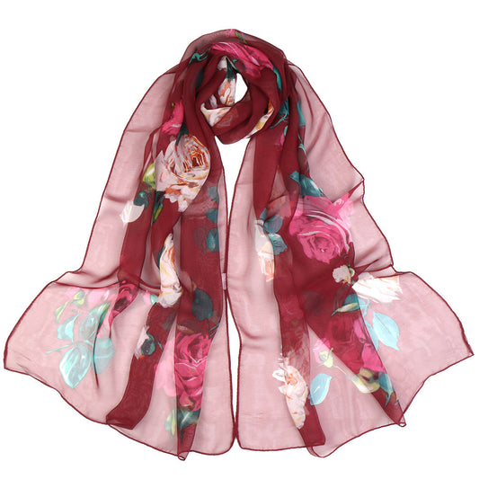 Summer Lotus  Pond Moonlight Thin Silk Scarf