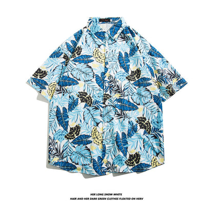 Hawaiian Ice Silk Short Sleeve Shirt Men