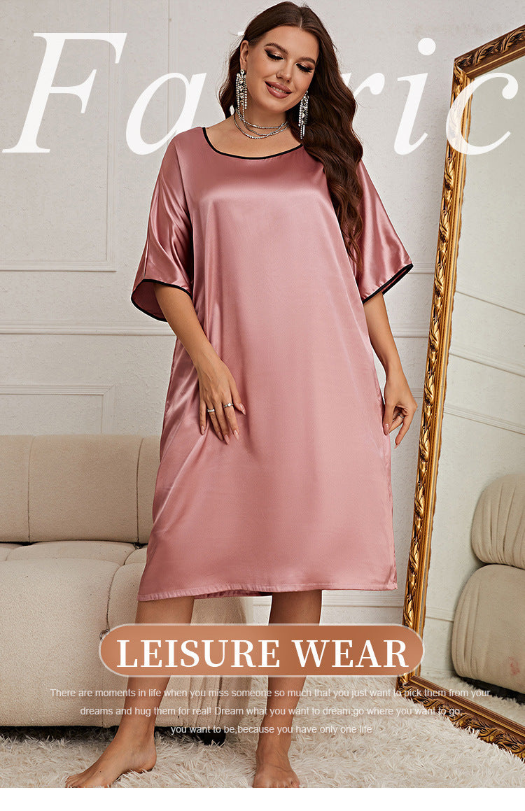 Round Neck Dress Sexy Nightdress Women's Ice Silk