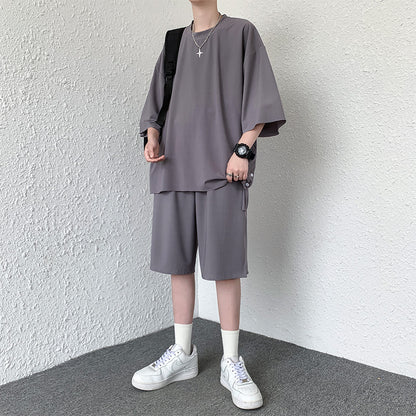 Ice Silk Leisure Sports Suit Men's Loose Japanese