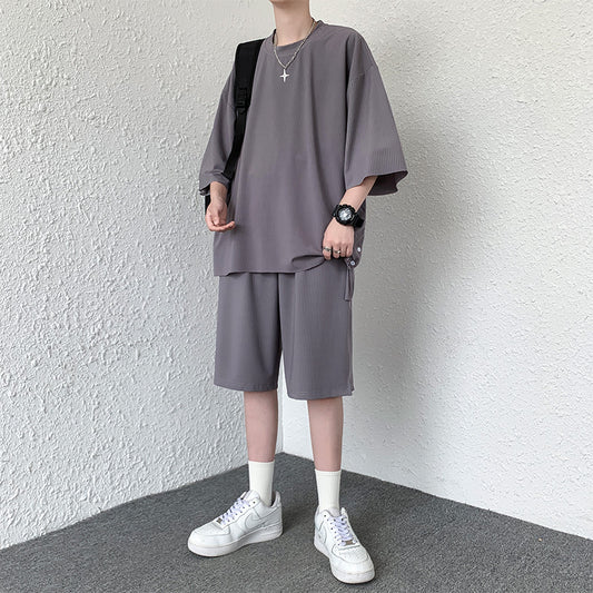 Ice Silk Leisure Sports Suit Men's Loose Japanese