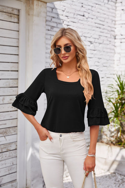 BelleEase Ruffle Square Tee
