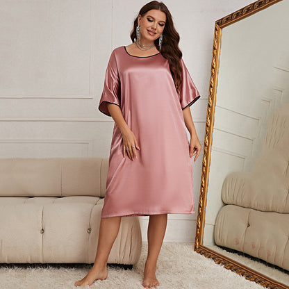 Round Neck Dress Sexy Nightdress Women's Ice Silk