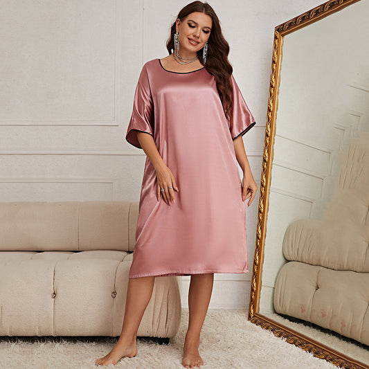 Round Neck Dress Sexy Nightdress Women's Ice Silk