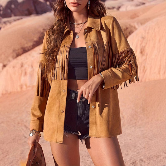 PrairieMuse Suede Fringe Jacket