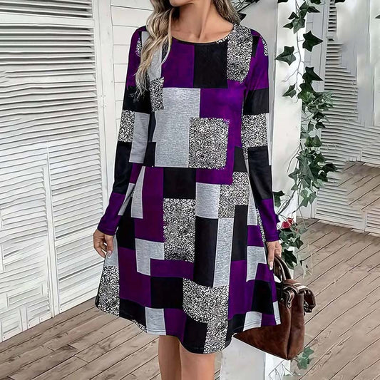 Veridia Print Long Sleeve Dress