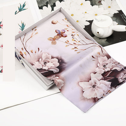 Spring Silk Crepe Satin Long Scarf
