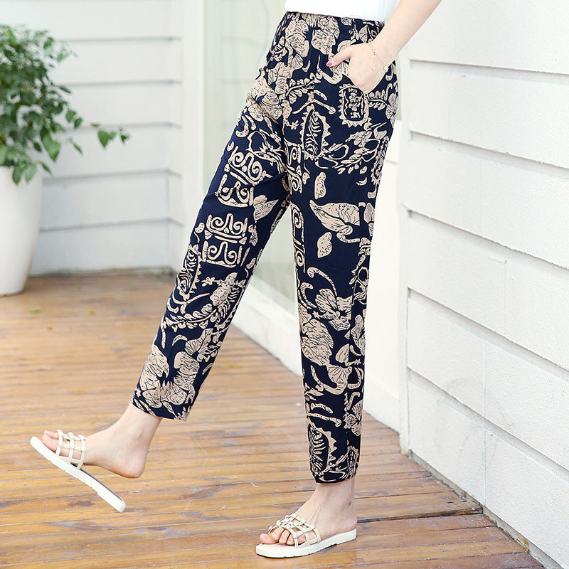 Cotton Silk Flower Pants Thin Section