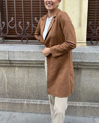 Velour Grace Suit Collar Trench
