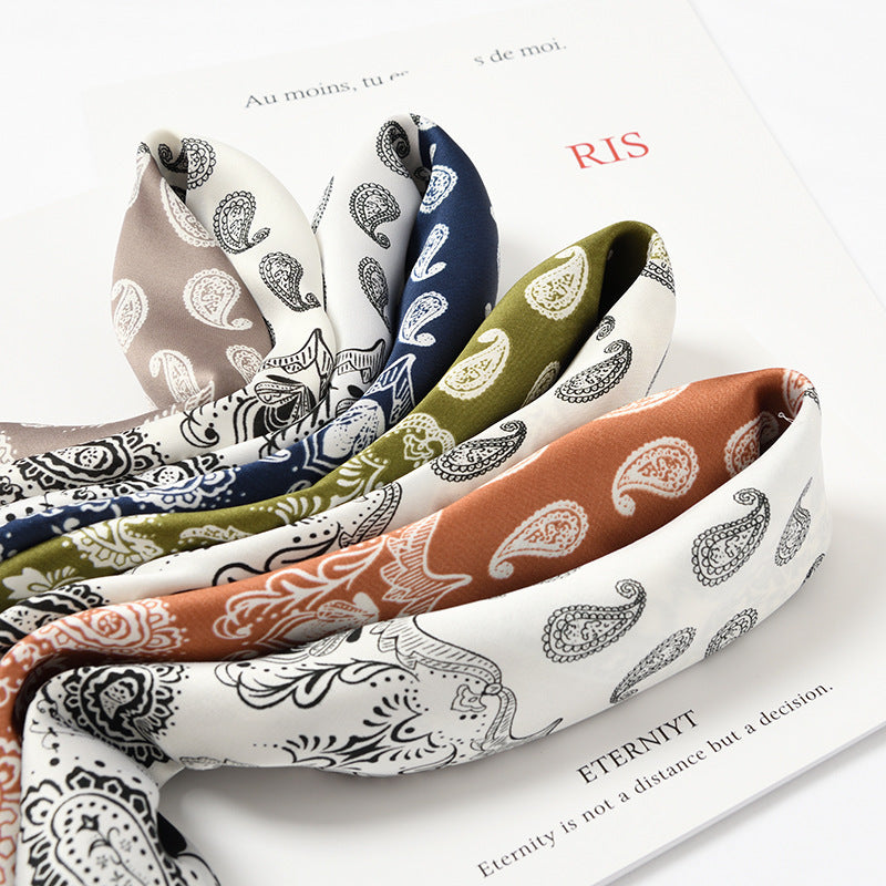 Retro Square Block Cashew Small Silk Scarf