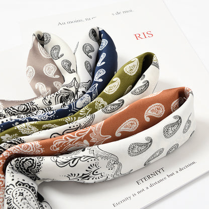 Retro Square Block Cashew Small Silk Scarf