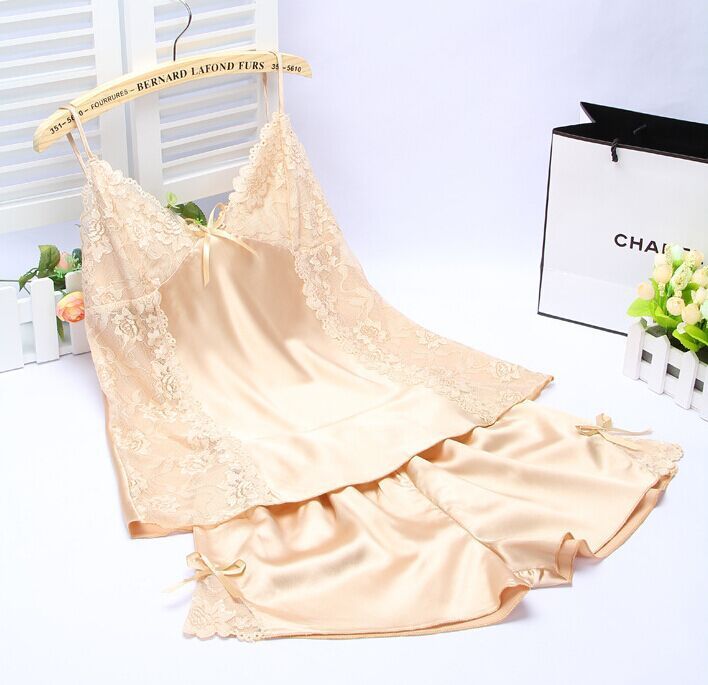 Shorts Suit Thin Silk Suspenders Sexy Home Wear