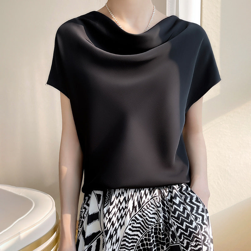 Women's Spring And Summer Silk Satin Short Sleeve