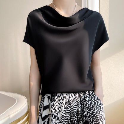Women's Spring And Summer Silk Satin Short Sleeve