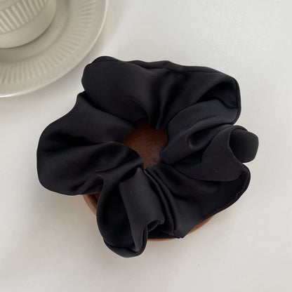 Cream Texture Silky Satin French Black Large Intestine Hair Ring