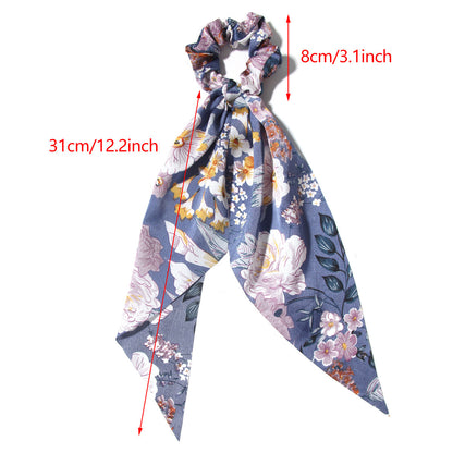 Summer Satin Printing Triangular Binder Large Intestine Hair Ring Hair Rope