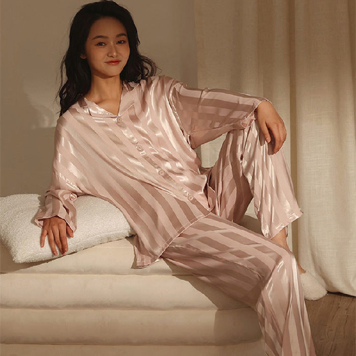 Imitated Silk Pajamas Women's Ice Silk Long Sleeve Loose Homewear