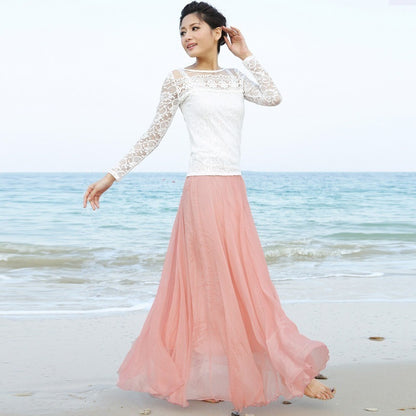 Gold Silk Chiffon Mop Large Swing Dress Elegant Beach Dress