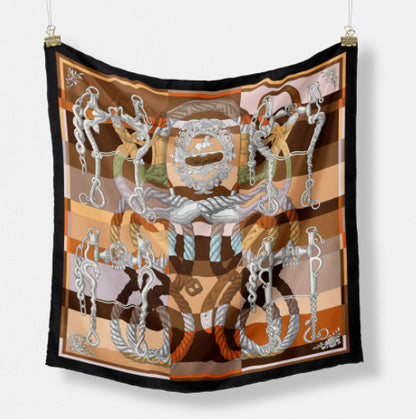 Fashion Simple Print Twill Versatile Temperament Silk Scarf