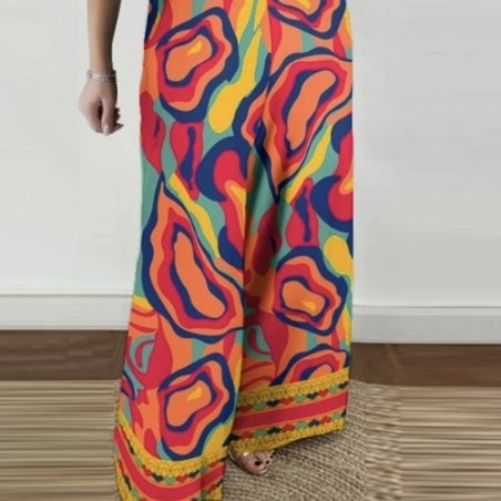 Virella Print V-Neck Jumpsuit