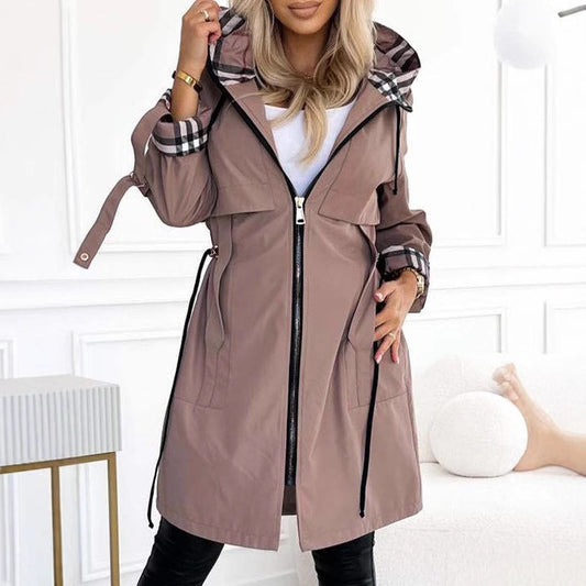 EuroChic Hooded Plaid Coat