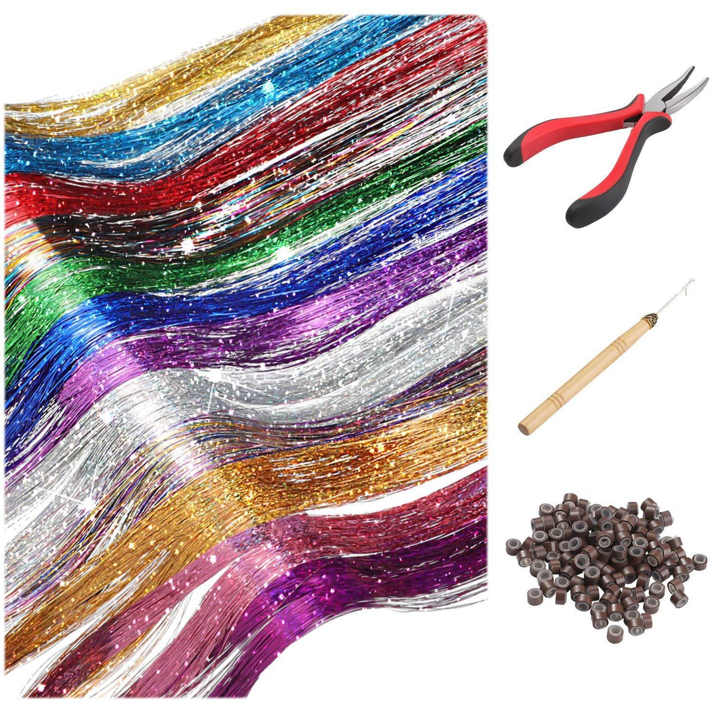 Colorful Silk Pet Silk Color Wig Set Suit