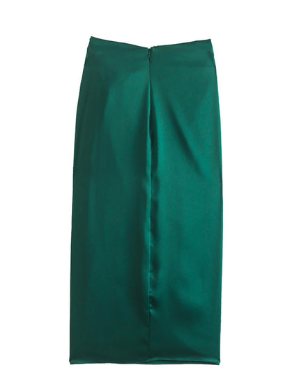Women's Silk Shirt With Knot Decoration Skirt Suit